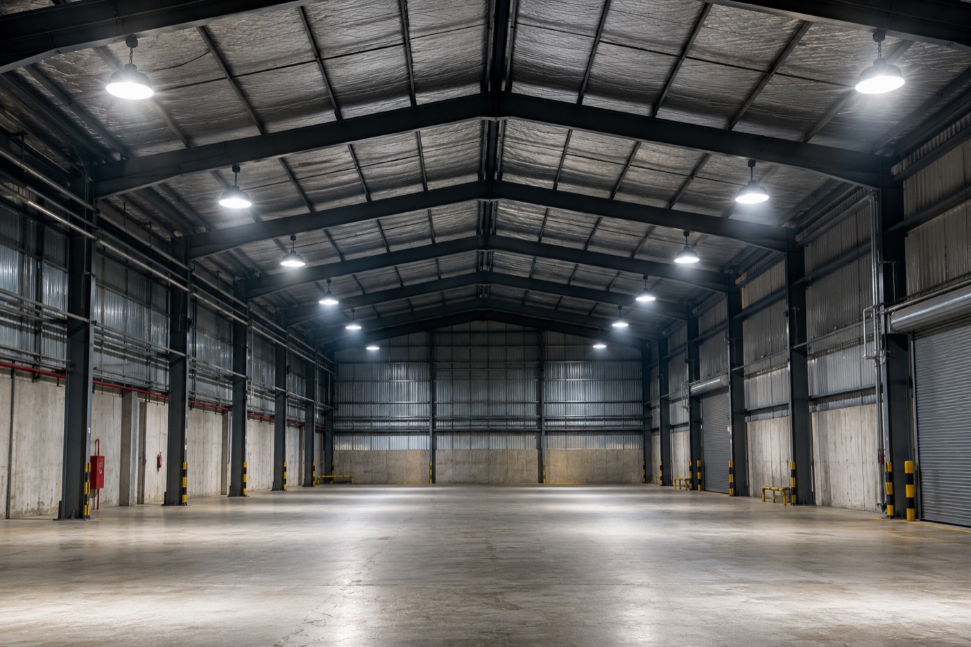 Campanas LED UFO 150W iluminando un galpón industrial